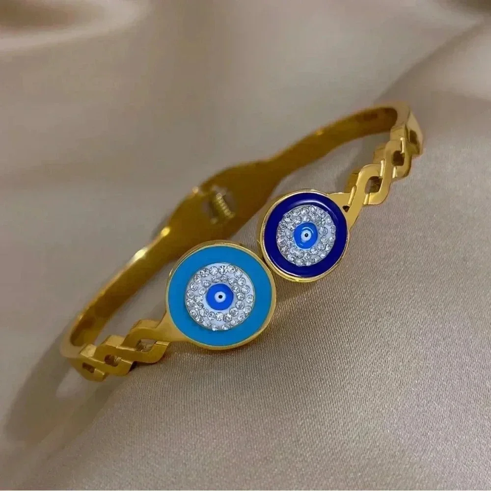 Evil Eye Stainless Steel Bangle Bracelet